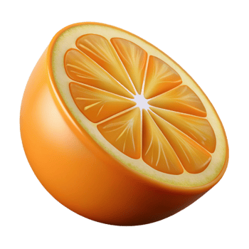 majestic art deco Ripe orange slice with Transparent Background luxury png