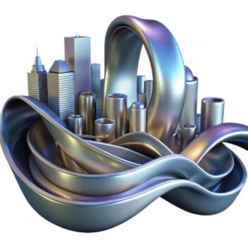 breathtaking acclaimed Flowing ribbons of liquid mercury, reflecting a distorted cityscape at night, surrealist style png