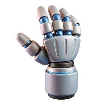 dramatic mid-century Robotic hand giving a thumbs up gesture with Transparent Background top-tier png
