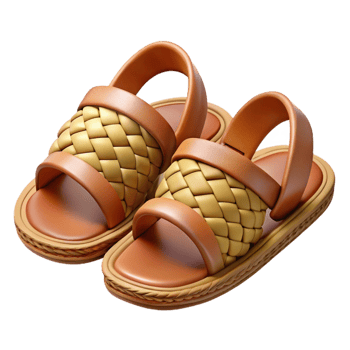 nostalgic radiant Photorealistic, ultra-detailed, isolated cutout, tribal woven sandals, natural fibers, intricate straps with Transparent Background premium png