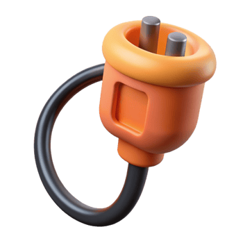 dramatic geometric Isolated cutout, professional render of a single, hyper-realistic, ultra-detailed electric car charging cable, with Transparent Background original png