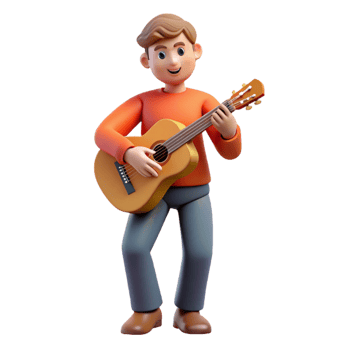 memorable elegant Musician with guitar, playing music, with Transparent Background gallery standard png