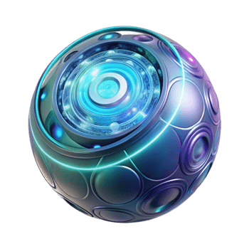 gorgeous memorable A levitating sphere emitting holographic data projections, intricate patterns swirling around it, illuminated by internal glowing light, in a futuristic, abstract style png