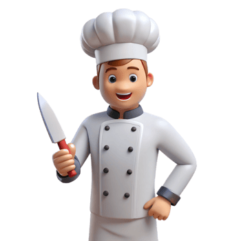 picturesque geometric Chef in uniform holding a knife with Transparent Background refined png