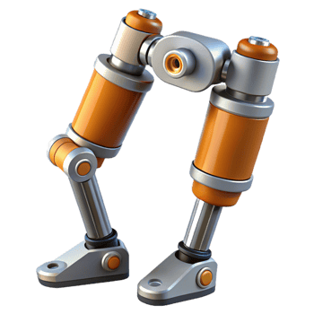 stunning acclaimed Robot leg, articulated joints, hydraulic pistons with Transparent Background png