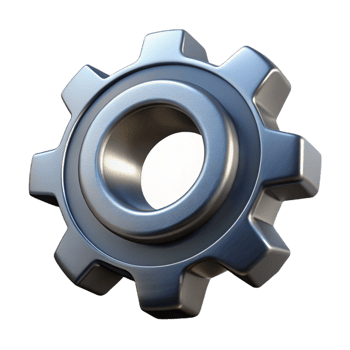 hypnotic creative Single gear, metallic, isolated cutout, ultra-detailed, professional render, concept art style with Transparent Background sharp png