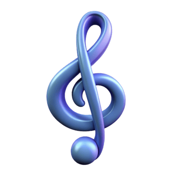 celebrated abstract Concept art style, isolated cutout of a single, abstract, treble clef with Transparent Background original png