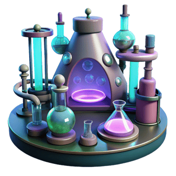 gorgeous quintessential A futuristic laboratory filled with strange and glowing experiments, eerie lighting, surreal style png