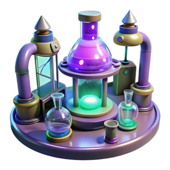 captivating peaceful modern A futuristic laboratory filled with strange and glowing experiments, eerie lighting, surreal style top tier png