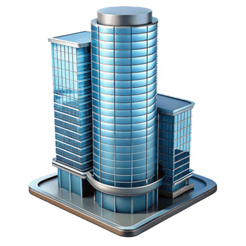 dynamic glorious Modern skyscraper, glass and steel, architectural detail with Transparent Background top-tier png
