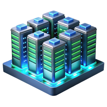magnificent ethereal modern A futuristic server room, endless rows of glowing servers, cool blue and green hues, perspective view, hyperrealistic style professional png