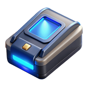 exceptional surreal Professional render, isolated cutout, photorealistic biometric scanner with glowing blue light accents, ultra-detailed with Transparent Background fine detail png