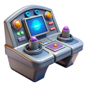timeless bohemian Spaceship console, control panels, screens, buttons with Transparent Background expertly shot png
