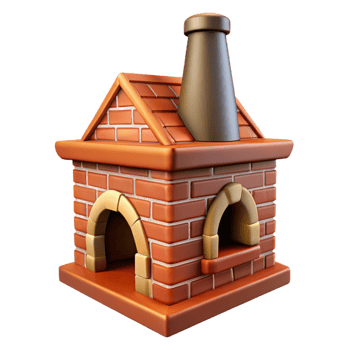 dramatic avant-garde Tudor chimney, brick, ornate detail with Transparent Background ultra HD png