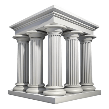 ethereal impressive Georgian columns, white, classical architecture with Transparent Background flawless png