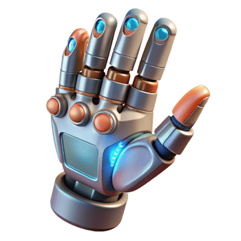 alluring nostalgic traditional Robot hand, holding a futuristic device, detailed fingers with Transparent Background professional png