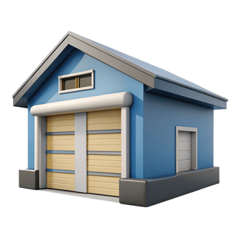 tranquil elegant Garage door, sectional, residential architecture with Transparent Background high resolution png