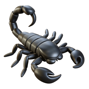 remarkable elegant Scorpion, black, tail raised, with Transparent Background exclusive png
