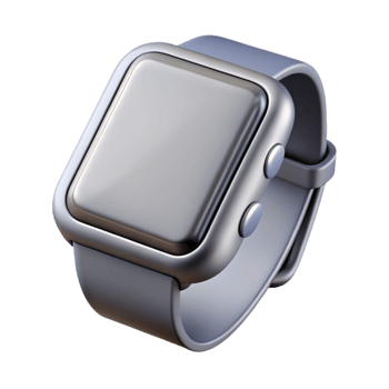 exquisite nostalgic minimalist Hyper-specific, concept art style, isolated cutout of a single, sleek, silver smartwatch with a blank screen with Transparent Background exclusive png