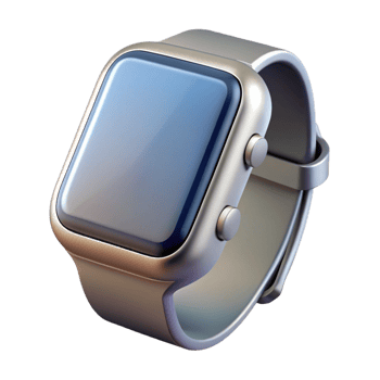 iconic baroque Hyper-specific, concept art style, isolated cutout of a single, sleek, silver smartwatch with a blank screen with Transparent Background elite png