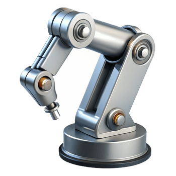 coveted surreal Photorealistic, ultra-detailed, isolated cutout of a single, polished chrome robotic arm, hyper-specific joints and wiring visible with Transparent Background fine detail png