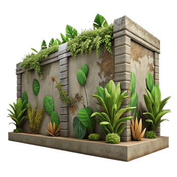 beautiful contemporary Graffiti Covered Wall with Vines Isolated Urban Style professional png