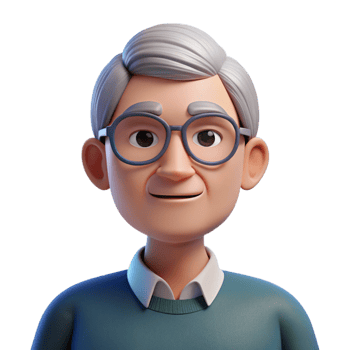 passionate spectacular Thoughtful older man with glasses, senior portrait, with Transparent Background handcrafted png