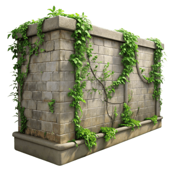 impressive rustic Graffiti Covered Wall with Vines Isolated Urban Style premium png
