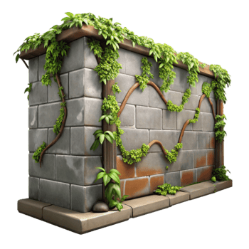 elegant rustic Graffiti Covered Wall with Vines Isolated Urban Style authentic png