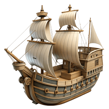 wonderful rustic Grand Galleon Cutout with Detailed Rigging Transparent Background authentic png