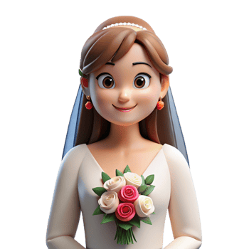 nostalgic striking Bride with veil and bouquet, wedding portrait, with Transparent Background high resolution png