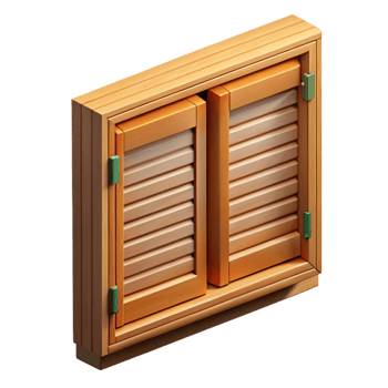 mesmerizing joyful tropical Window shutter, wooden, closed position with Transparent Background precision png