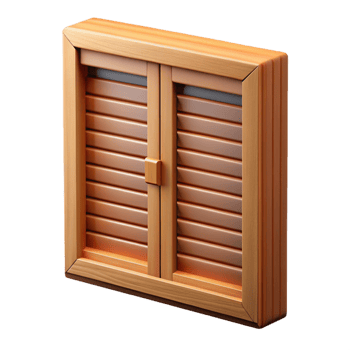 stunning standout Window shutter, wooden, closed position with Transparent Background png