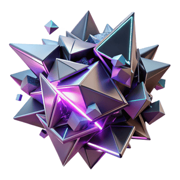 notable artistic A chaotic explosion of fragmented geometric shapes, illuminated by sharp, contrasting neon lights, in a futuristic, deconstructed style refined png