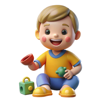 spectacular futuristic Smiling toddler playing with toy, childhood portrait, with Transparent Background top-tier png