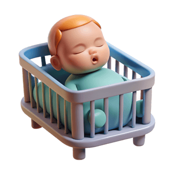 mesmerizing classic Sleeping baby in a crib, newborn portrait, with Transparent Background detailed png
