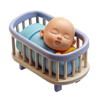 timeless art deco Sleeping baby in a crib, newborn portrait, with Transparent Background luxury png
