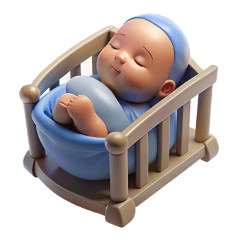 beautiful gothic Sleeping baby in a crib, newborn portrait, with Transparent Background handcrafted png