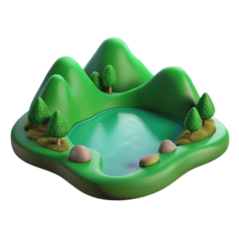 wonderful creative Green Hillside Lake View Isolated Element exclusive png