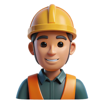 joyful beautiful Construction worker in hard hat with Transparent Background premium png