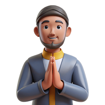 exemplary minimalist Man in prayer position, religious portrait, with Transparent Background 8K png