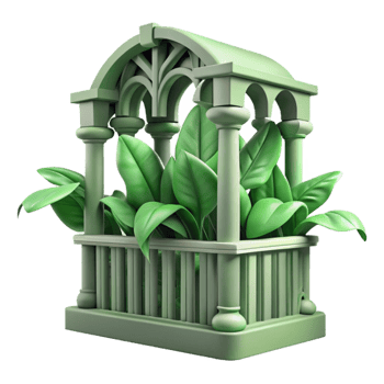 stunning artistic Green Leaves Overtaking Balcony Cutout authentic png
