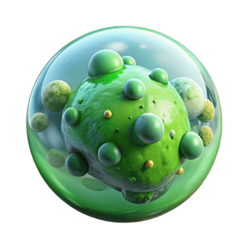elegant minimalist Green Micro Universe in a Bubble Transparent Background high quality png