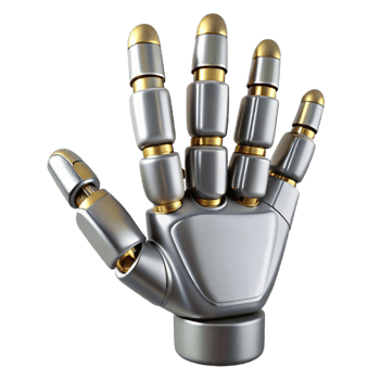 passionate splendid Robotic hand, metallic finish, articulated fingers with Transparent Background exclusive png