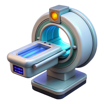 beautiful notable Futuristic medical scanner, rotating sensors, digital display with Transparent Background png