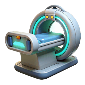 dramatic exquisite Futuristic medical scanner, rotating sensors, digital display with Transparent Background 8K png