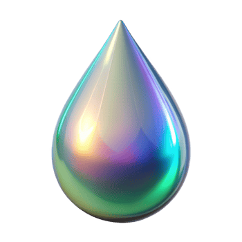 joyful splendid A single, floating teardrop with iridescent colors with Transparent Background 4K png