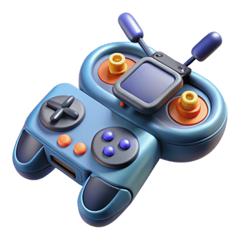 stunning unforgettable Futuristic drone remote control, joystick, buttons, and screen with Transparent Background png