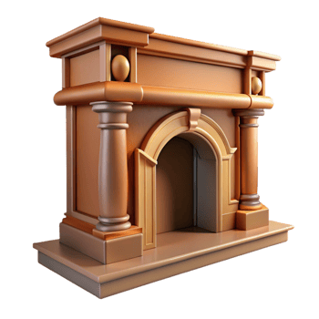 striking vintage Georgian style fireplace mantel, with Transparent Background perfect clarity png