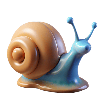 dazzling vintage Hyper-specific concept art style render of a single snail, shell visible, leaving slime trail trail cropped, isolated cutout, with Transparent Background expertly shot png